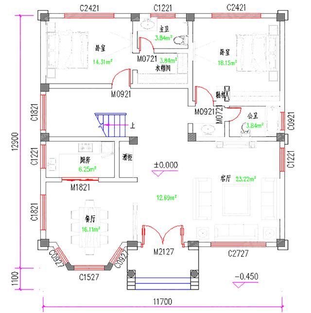 三層農村自建房，40萬2廳7室12×13帶健身房+套房，外觀設計非常大氣。