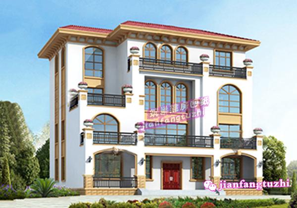 高檔歐式四層農村別墅設計圖，70萬180平方米，清新脫俗的外觀。