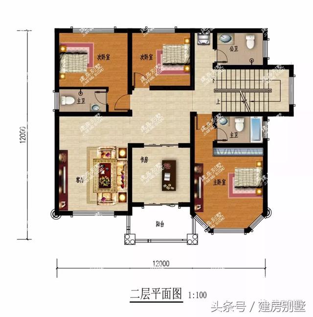 三層農村別墅，3棟面寬12米。