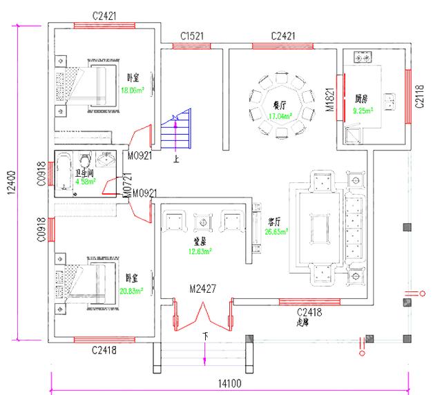 二層自建房，300㎡2廳5室帶走廊堂屋書房。