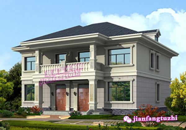 二層農(nóng)村雙拼別墅設(shè)計圖，14x12米，單戶90平米左右。