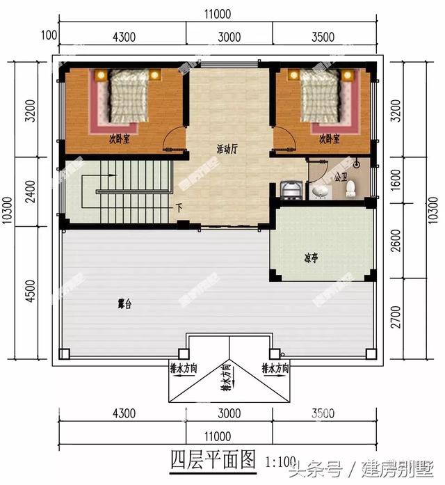 帶飄窗和平屋頂設計的四層豪宅別墅設計圖，建了這么一套好房子，想想都很美好
