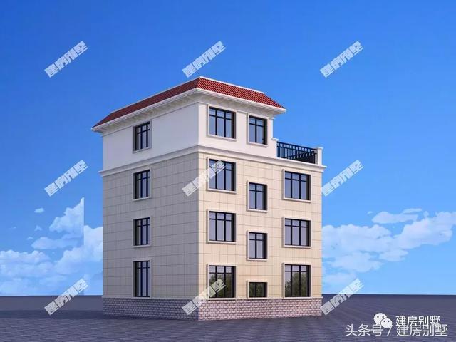 帶飄窗和平屋頂設計的四層豪宅別墅設計圖，建了這么一套好房子，想想都很美好