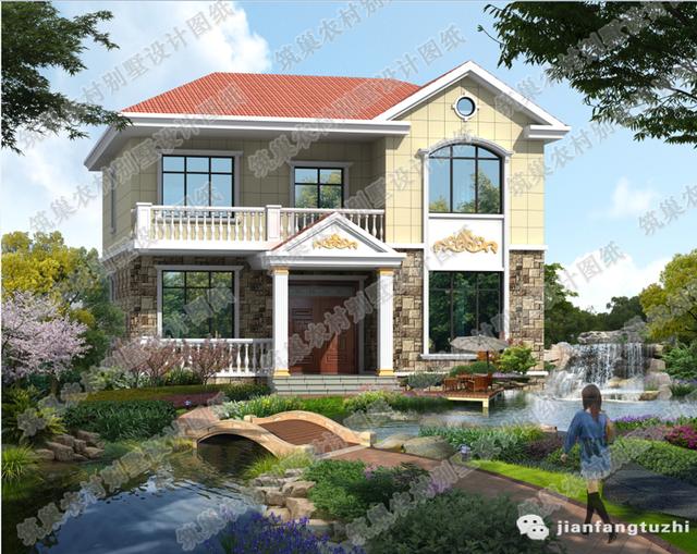 進深12×12米 造價約32萬 帶套間3廳8室三層農村自建房設計圖（附全套Cad施工圖）