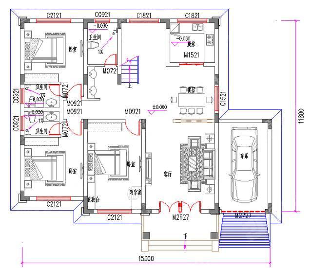 30萬占地160平2廳6室6衛帶車庫套間二層農村全套別墅施工圖，大氣又適用，你喜歡這款嗎？