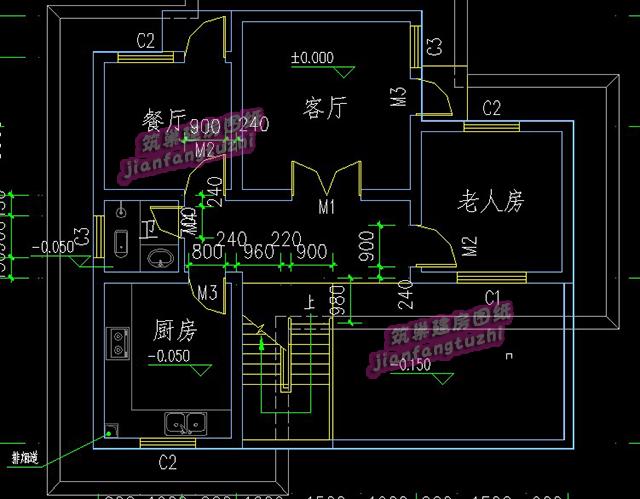 3房3廳的60平方米簡約二層農(nóng)村自建房設(shè)計(jì)圖紙（外樓梯設(shè)計(jì)），房型好看，走動(dòng)也方便