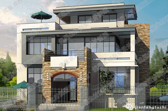 占地140平的三層現代實用農村別墅全套設計圖，主體25萬就能建成！