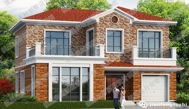 二層自建房，170㎡2廳5室帶車庫套間，外墻文化石裝飾！