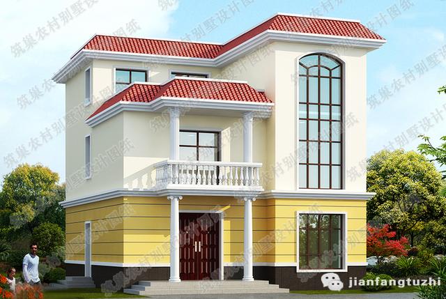 三層農村自建房，3廳7室11×12米，帶套房+家庭活動室，簡單大方。