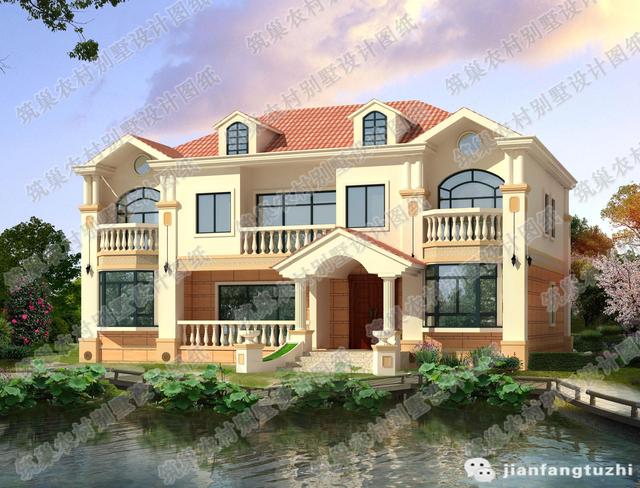 三層別墅設計圖，帶神位挑空客廳娛樂室影音室，精美闊氣，主體40萬！