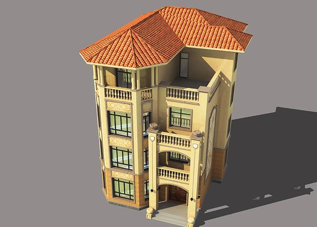 復式三層別墅設計圖，占地100㎡，2廳5臥帶棋牌室休閑廳，結構設計獨特新穎。