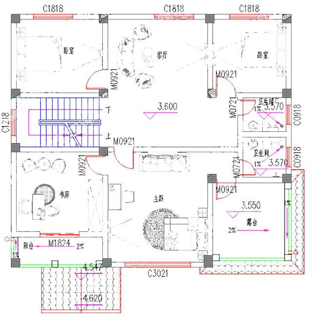 三層別墅設計圖，140㎡3廳7臥，造價37萬，帶堂屋+豪華套房！