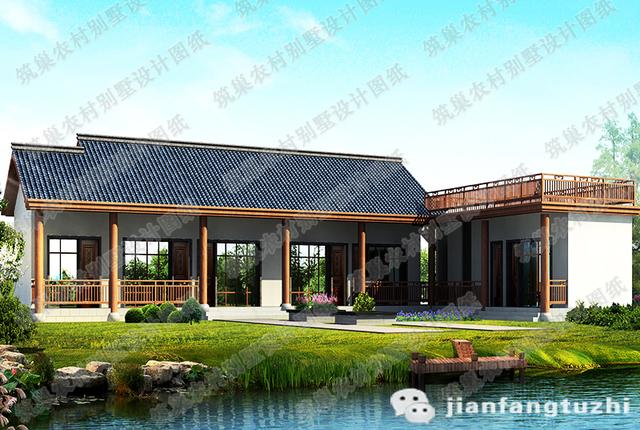 一層中式別墅設計圖，210平方米帶豪華套房，造價20萬。