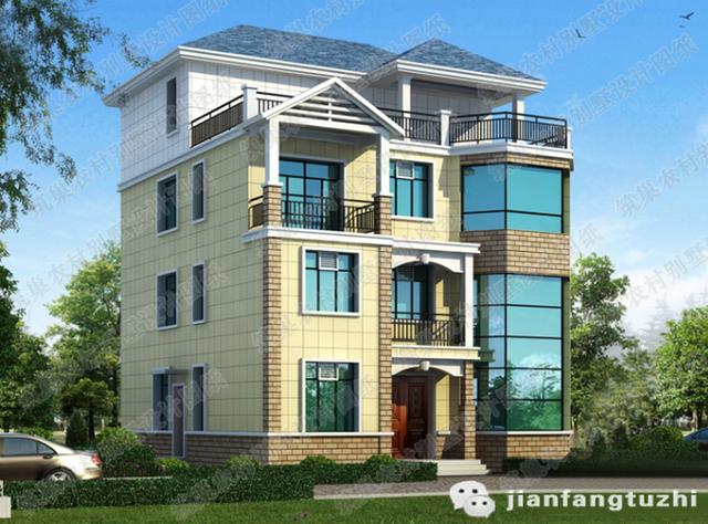 四層農村別墅設計圖，12×13米，4廳10室帶挑空客廳+老人房+套房。