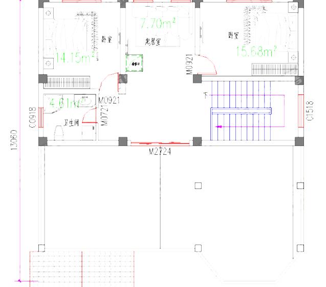 四層農村別墅設計圖，12×13米，4廳10室帶挑空客廳+老人房+套房。