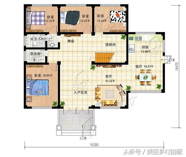 三層簡歐風(fēng)格農(nóng)村別墅，188平，造價(jià)50萬，陽光餐廳雙露臺(tái)。