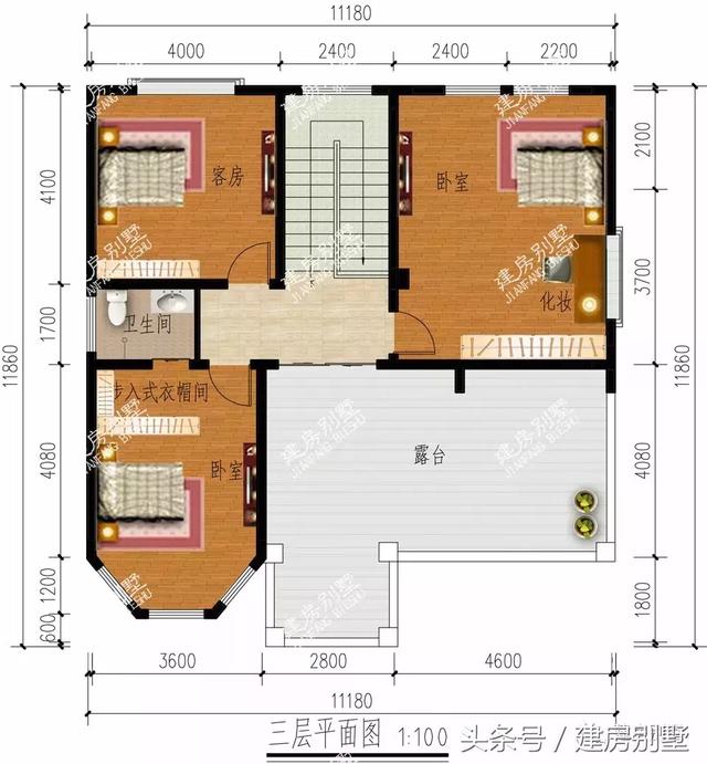 3棟漂亮又實用的三層別墅設計圖，第一棟應該不少于千戶家庭在建，戶型好，設計美觀。