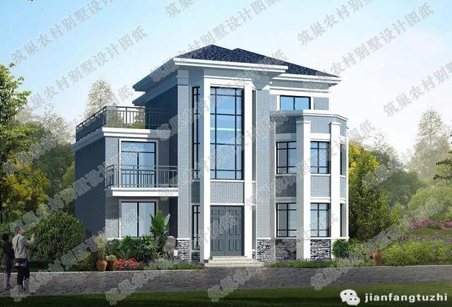 復式三層歐式別墅設計圖，2廳6臥130㎡帶車庫健身房休閑廳，造價30萬。