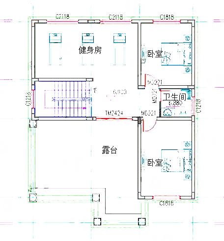 復式三層歐式別墅設計圖，2廳6臥130㎡帶車庫健身房休閑廳，造價30萬。