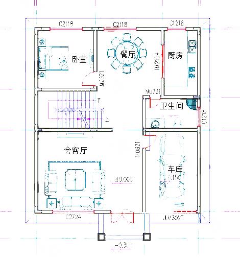 復式三層歐式別墅設計圖，2廳6臥130㎡帶車庫健身房休閑廳，造價30萬。
