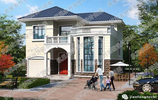 二層中式農(nóng)村自建房，2廳5臥，21×18帶內(nèi)院燒火房娛樂室，造價50萬。