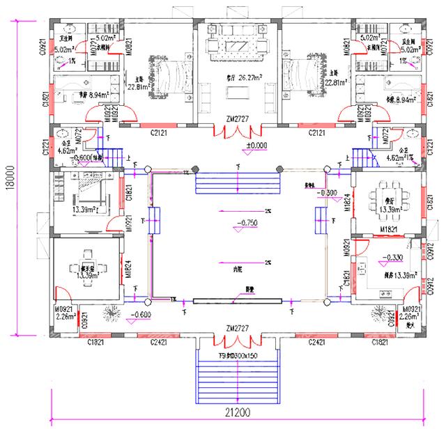 二層中式農(nóng)村自建房，2廳5臥，21×18帶內(nèi)院燒火房娛樂室，造價50萬。