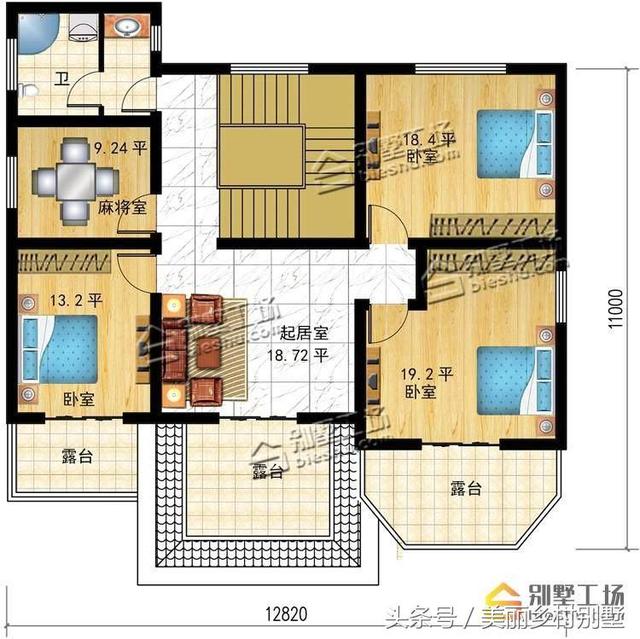 農(nóng)村三層別墅，帶堂屋，12.82X12.4m造價(jià)27萬(wàn)，外觀經(jīng)典大氣。