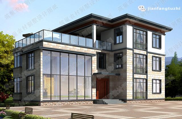 三層別墅設計圖，造價50萬，帶電梯+游泳池。