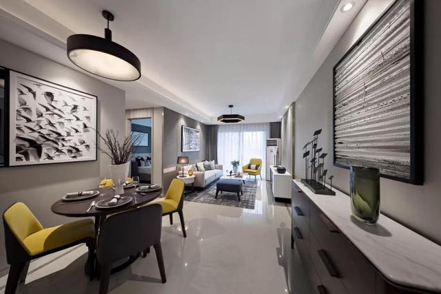 現(xiàn)代簡約風小戶型公寓裝修，92㎡，采用抽象化的藝術(shù)，灰度空間的高級感。