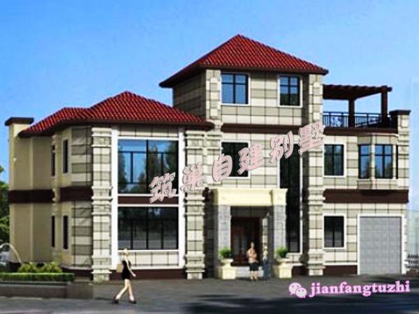 二層半帶車庫農村自建別墅設計圖，150平方米，外觀時尚，有個性！