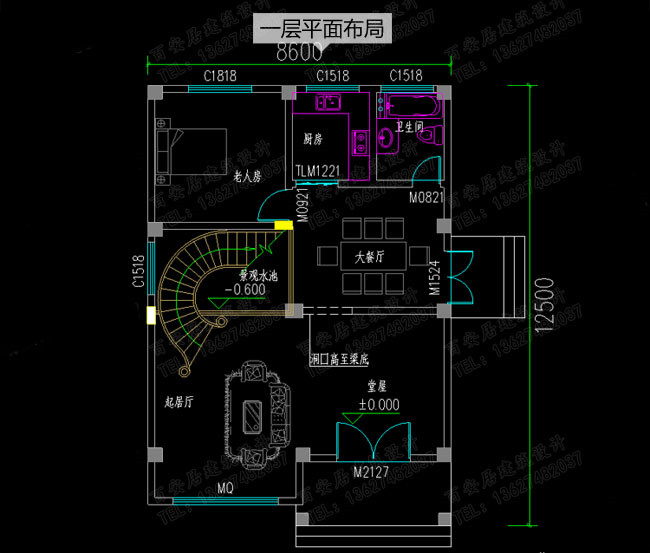 8米寬12米長房屋設計圖及效果圖，10套全新設計圖紙