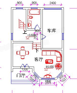 三層小戶型別墅設計圖，80平米，3廳5臥帶閣樓層車庫，造價20萬。