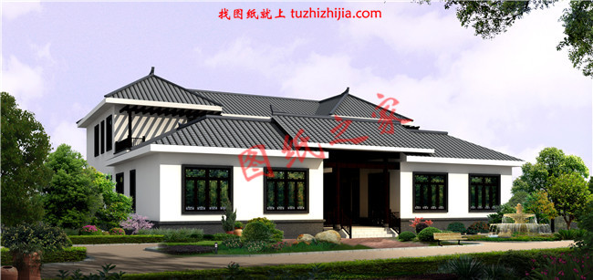 二層小型簡單四合院設計圖，戶型方正，左右對稱，傳統文化的傳承