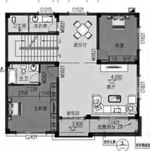 3廳5臥三層農村別墅設計圖，11×10米，造價25萬，涼亭+娛樂廳+觀景陽臺。