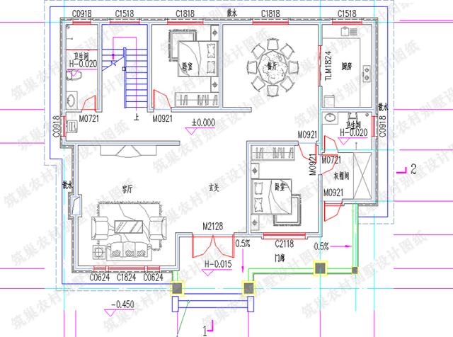 二層農村別墅設計圖，占地160㎡，造價30萬，1廳5臥帶豪華套房