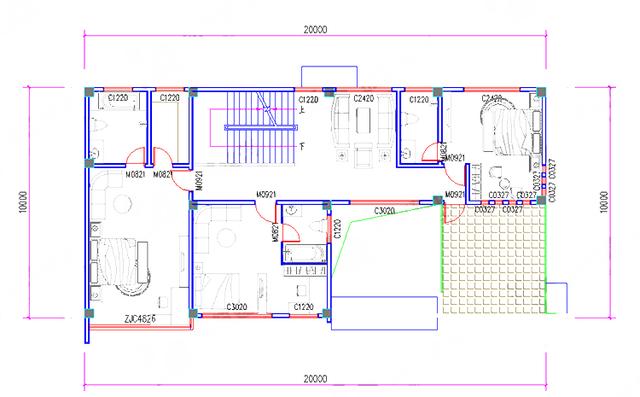 20×10米現代四層別墅設計圖，4廳10臥，造價40萬，紙茶室+挑空客廳+套房