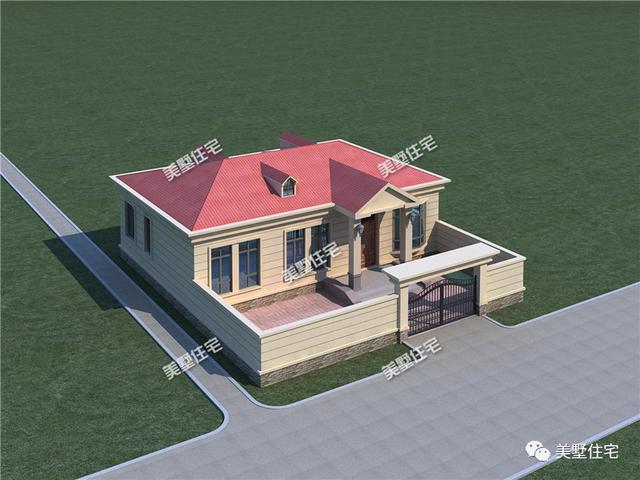 一層農(nóng)村別墅圖，15萬(wàn)建成，外觀漂亮而且造價(jià)也不高，還有個(gè)大院子