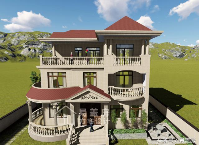 三層歐式別墅圖，方、圓的經(jīng)典結(jié)合，讓你在村內(nèi)享受品質(zhì)生活