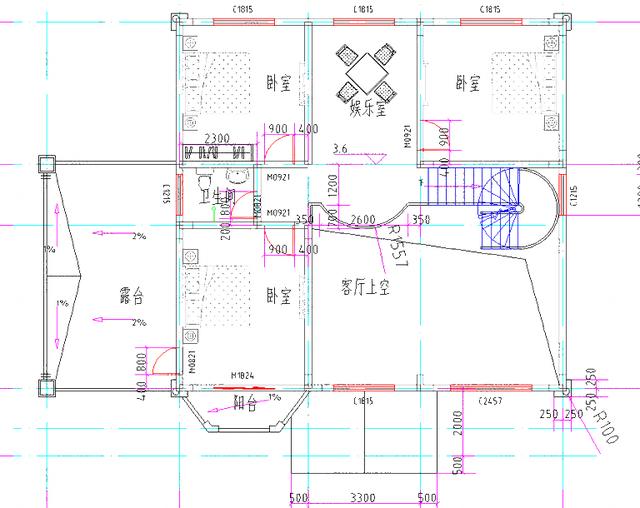二層復式農村自建別墅設計圖30萬占地160㎡2廳5臥