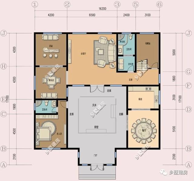 新中式農村四合院別墅設計圖，簡單大方，和家人一起感受寧靜淡雅的生活是一件多么棒的事