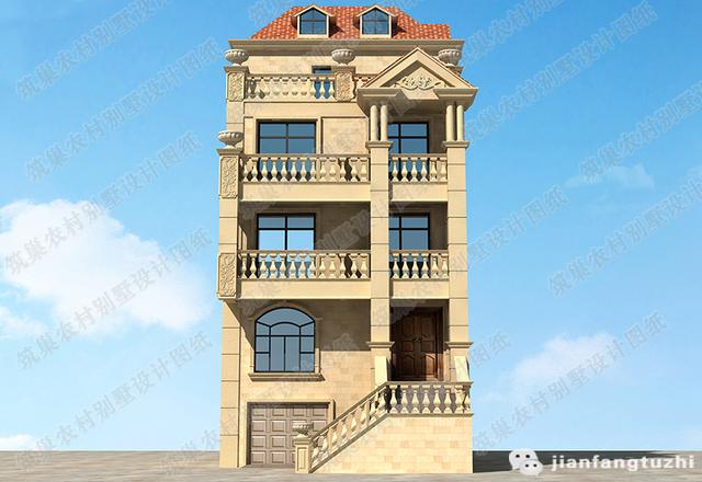 五層農(nóng)村小別墅設(shè)計(jì)圖，占地不夠，加層來(lái)湊，可以給住戶帶來(lái)很好的居住和視覺(jué)感受