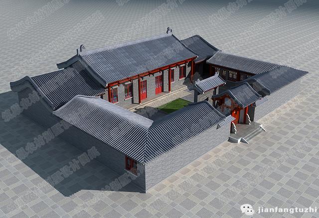 一層四合院自建房設計圖，給人一種傳統(tǒng)、懷舊、優(yōu)雅的感覺，蘊含著深刻的文化內(nèi)涵，是中華傳統(tǒng)文化的載體