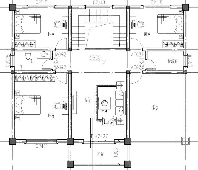 農(nóng)村二層簡約實(shí)用別墅設(shè)計(jì)圖，150平方米2廳5臥帶陽臺露臺，功能齊全，一個(gè)字：棒！