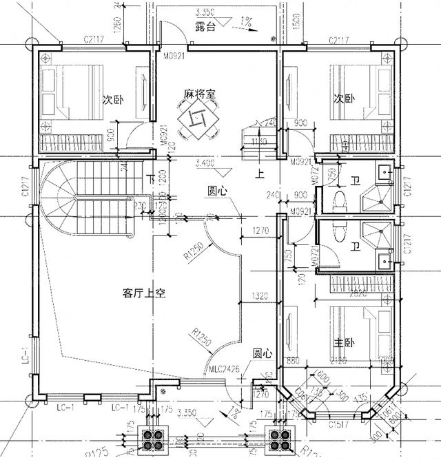 2廳7臥三層獨棟別墅設計圖奢華大氣，尊貴豪華，挑空客廳+麻將室+娛樂室+套房