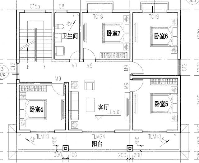 二層平頂農村自建房12×9米2，2廳7臥全套設計圖，施工難度不大，適合農村建造