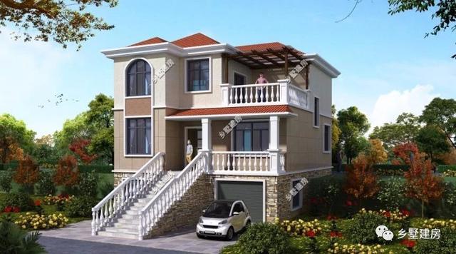 5室2廳4衛(wèi)帶車庫(kù)的三層歐式別墅設(shè)計(jì)圖，簡(jiǎn)約大氣，20多萬(wàn)能建這樣一套別墅也是很超值了！