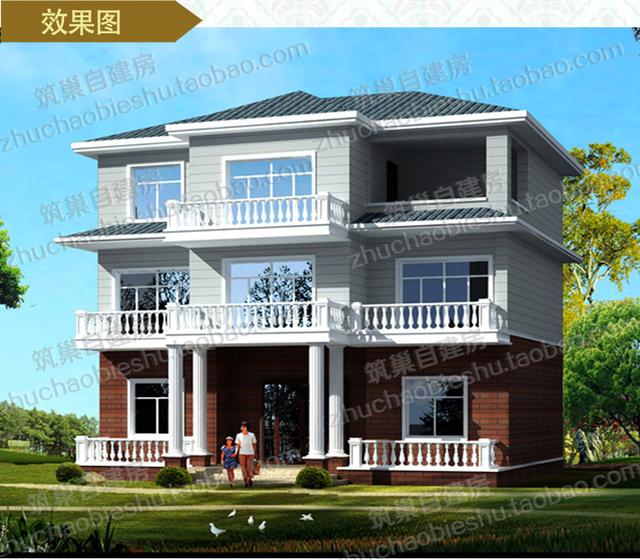 3廳6臥帶老人房+主臥套房+多陽臺三層自建房設(shè)計(jì)圖，30萬占地140㎡