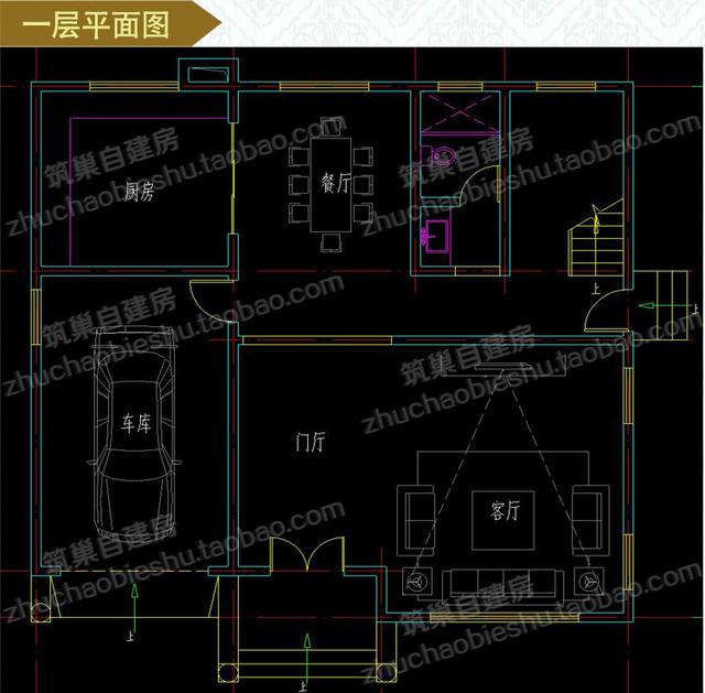 三層別墅圖紙，12×12米2廳5臥，造價30萬，挑空客廳+車庫+露臺花園
