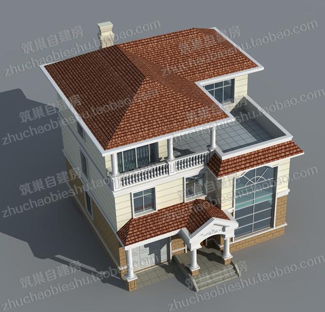 三層別墅圖紙，12×12米2廳5臥，造價30萬，挑空客廳+車庫+露臺花園