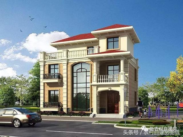 三層小面積農(nóng)村別墅，11X9米，堂屋煙囪大露臺(tái)，人人都能建得起